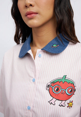 Colorbox x Liunic Contrast Collar Stripes Shirt