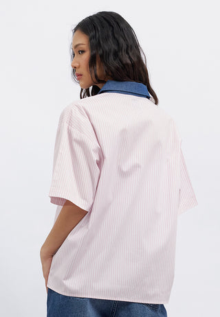 Colorbox x Liunic Contrast Collar Stripes Shirt