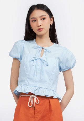 Tied Up Puff Sleeve Corset Top