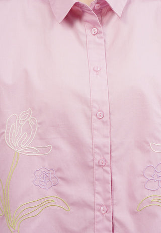 Embroidered Bow Short Sleeve Shirt