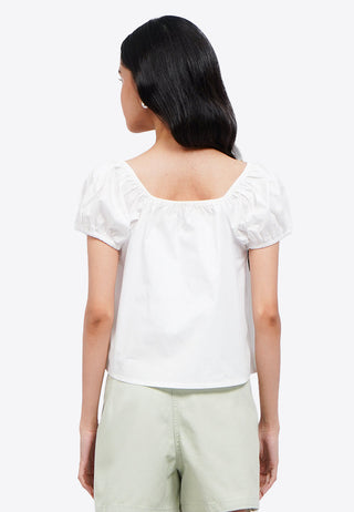 Tied Front Puff Sleeves Blouse