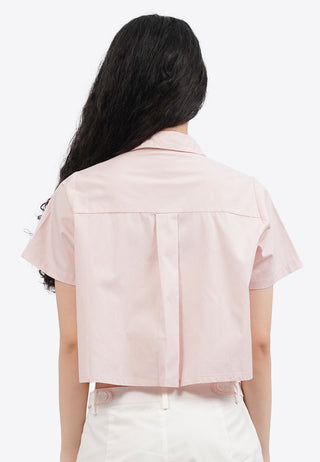Embroidered Short Sleeve Crop Shirt