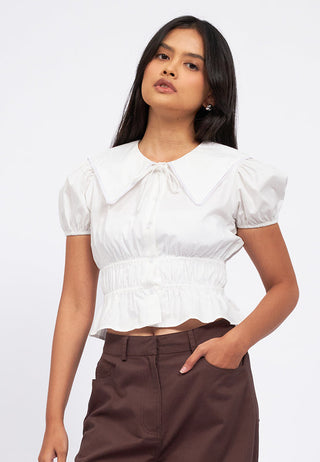 Peterpan Collar Puff Sleeve Blouse
