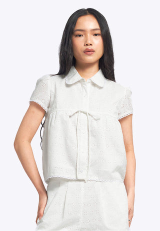Eyelet Blouse with Tie Details
