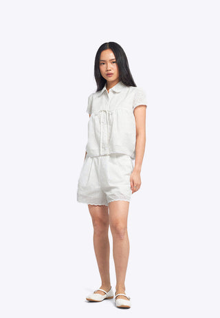 Eyelet Blouse with Tie Details