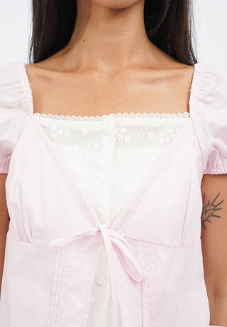 Double Layer Puff Sleeves Top