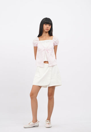 Double Layer Puff Sleeves Top