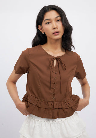 Ruffle Short Sleeve Peplum Top