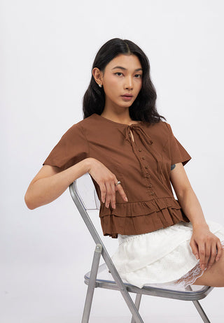 Ruffle Short Sleeve Peplum Top