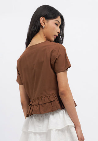 Ruffle Short Sleeve Peplum Top