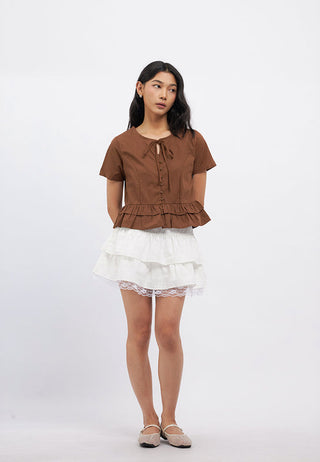 Ruffle Short Sleeve Peplum Top