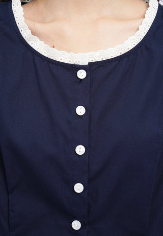 Buttoned Short Sleeve Lace Top