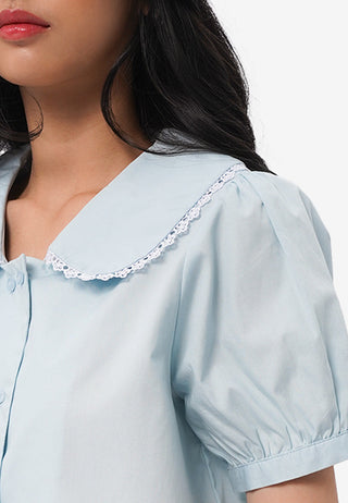 Peterpan Collar Short Sleeve Blouse