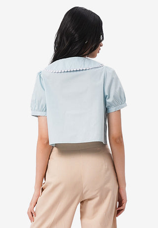 Peterpan Collar Short Sleeve Blouse