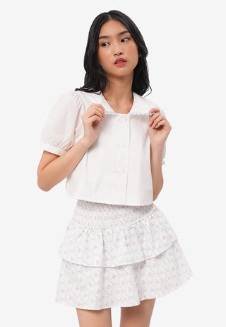 Peterpan Collar Short Sleeve Blouse