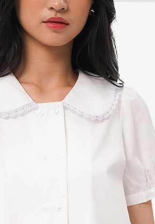 Peterpan Collar Short Sleeve Blouse