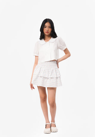 Peterpan Collar Short Sleeve Blouse