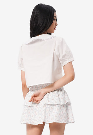 Peterpan Collar Short Sleeve Blouse