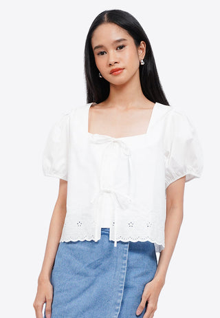 Embroidered Puff Sleeve Blouse