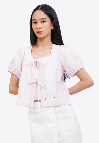 Embroidered Puff Sleeve Blouse
