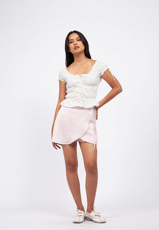 Puff Sleeves Ruched Top