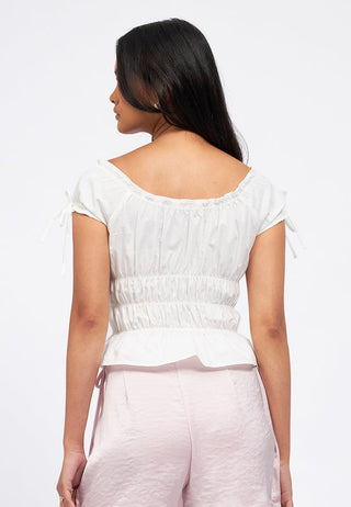 Puff Sleeves Ruched Top