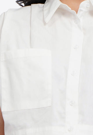 Button Up Shirt with Pleats Shoulder