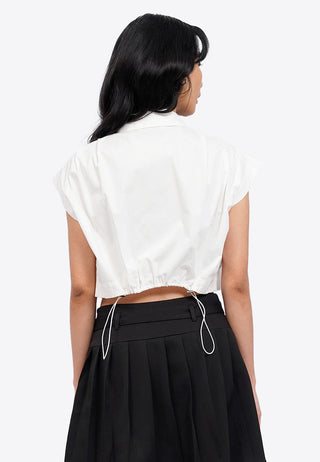 Button Up Shirt with Pleats Shoulder