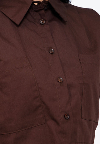 Button Up Shirt with Pleats Shoulder