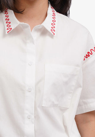 Contrast Stitching Short Sleeve Shirt