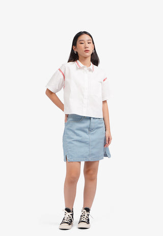 Contrast Stitching Short Sleeve Shirt