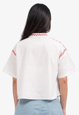 Contrast Stitching Short Sleeve Shirt