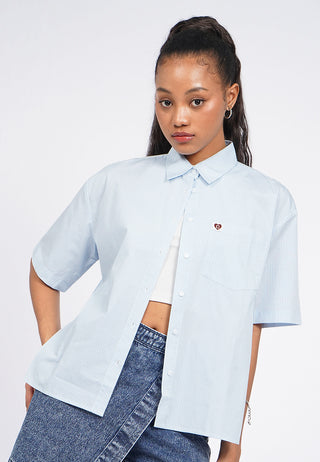Oversized Short Sleeve Stripes Shirt