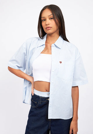 Oversized Short Sleeve Stripes Shirt