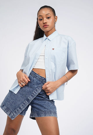 Oversized Short Sleeve Stripes Shirt