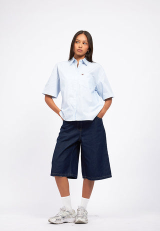 Oversized Short Sleeve Stripes Shirt