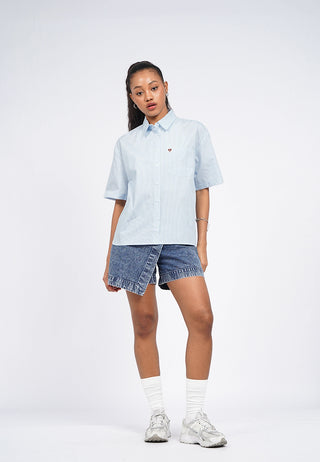 Oversized Short Sleeve Stripes Shirt