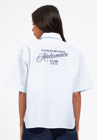 Oversized Short Sleeve Stripes Shirt