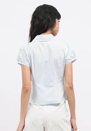 Asymmetric Button Short Sleeve Blouse