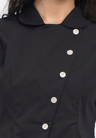Asymmetric Button Short Sleeve Blouse