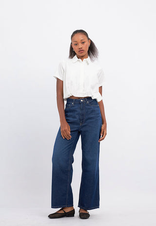Balloon Bottom Short Sleeve Crop Shirt