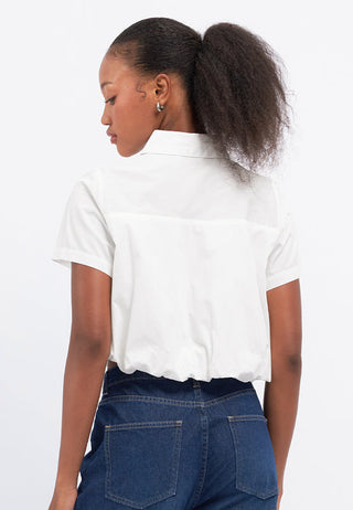 Balloon Bottom Short Sleeve Crop Shirt