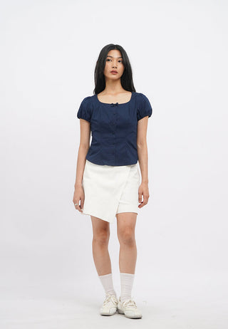 Square Neck Top with Puffy Sleeves
