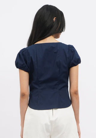 Square Neck Top with Puffy Sleeves