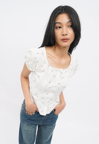 Square Neck Top with Puffy Sleeves