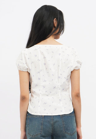 Square Neck Top with Puffy Sleeves