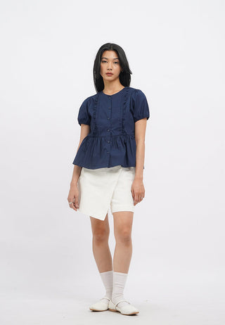 Short Sleeve Peplum Blouse