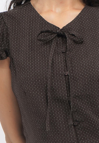 Short Sleeve Blouse with Tie Details