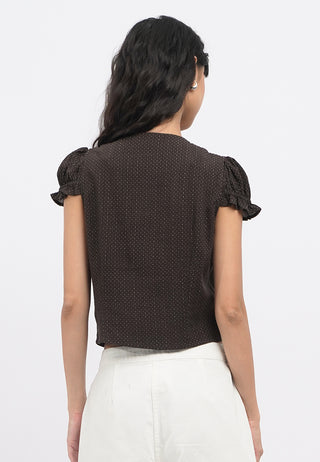 Short Sleeve Blouse with Tie Details