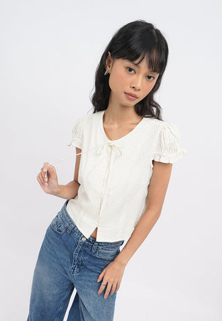 Short Sleeve Blouse with Tie Details